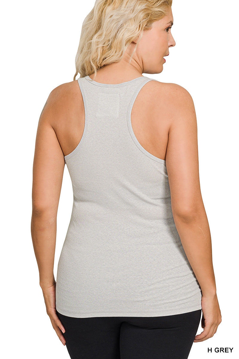 SALE! PLUS STRETCHY RIBBED KNIT RACERBACK TANK (1X-3X)(multiple color options)