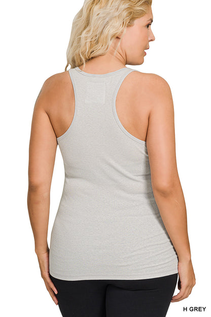 SALE! PLUS STRETCHY RIBBED KNIT RACERBACK TANK (1X-3X)(multiple color options)