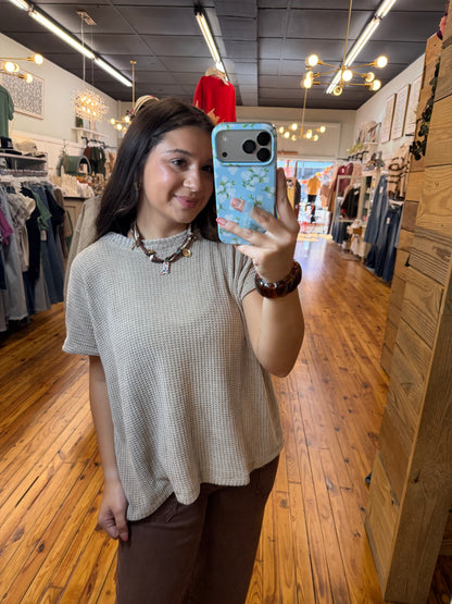 Chenille Waffle Cap Sleeve Sweater