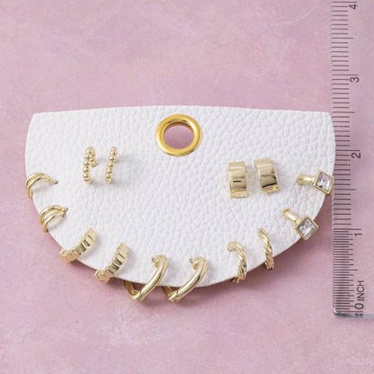 Cz And Heart Huggie Hoop 8 Pair Earring Set