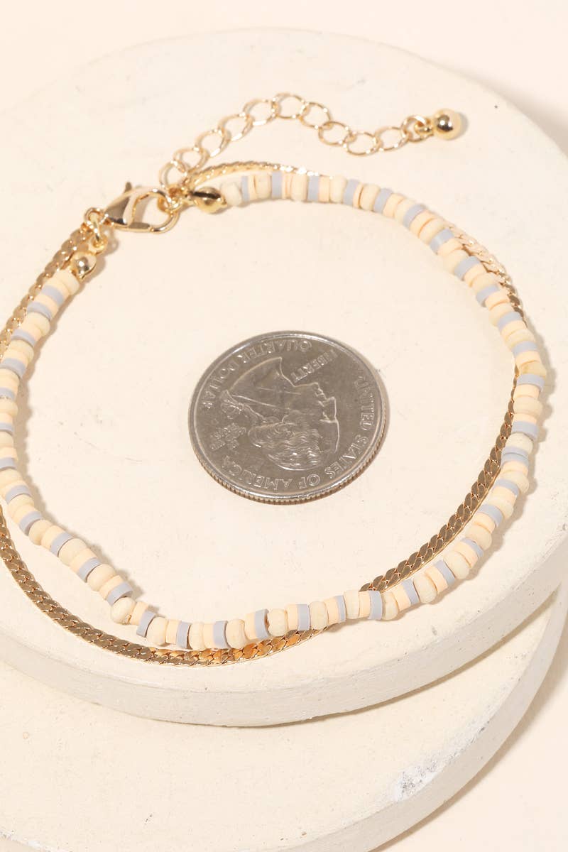 Layered Bead Snake Chain Anklet (3 Color Options)