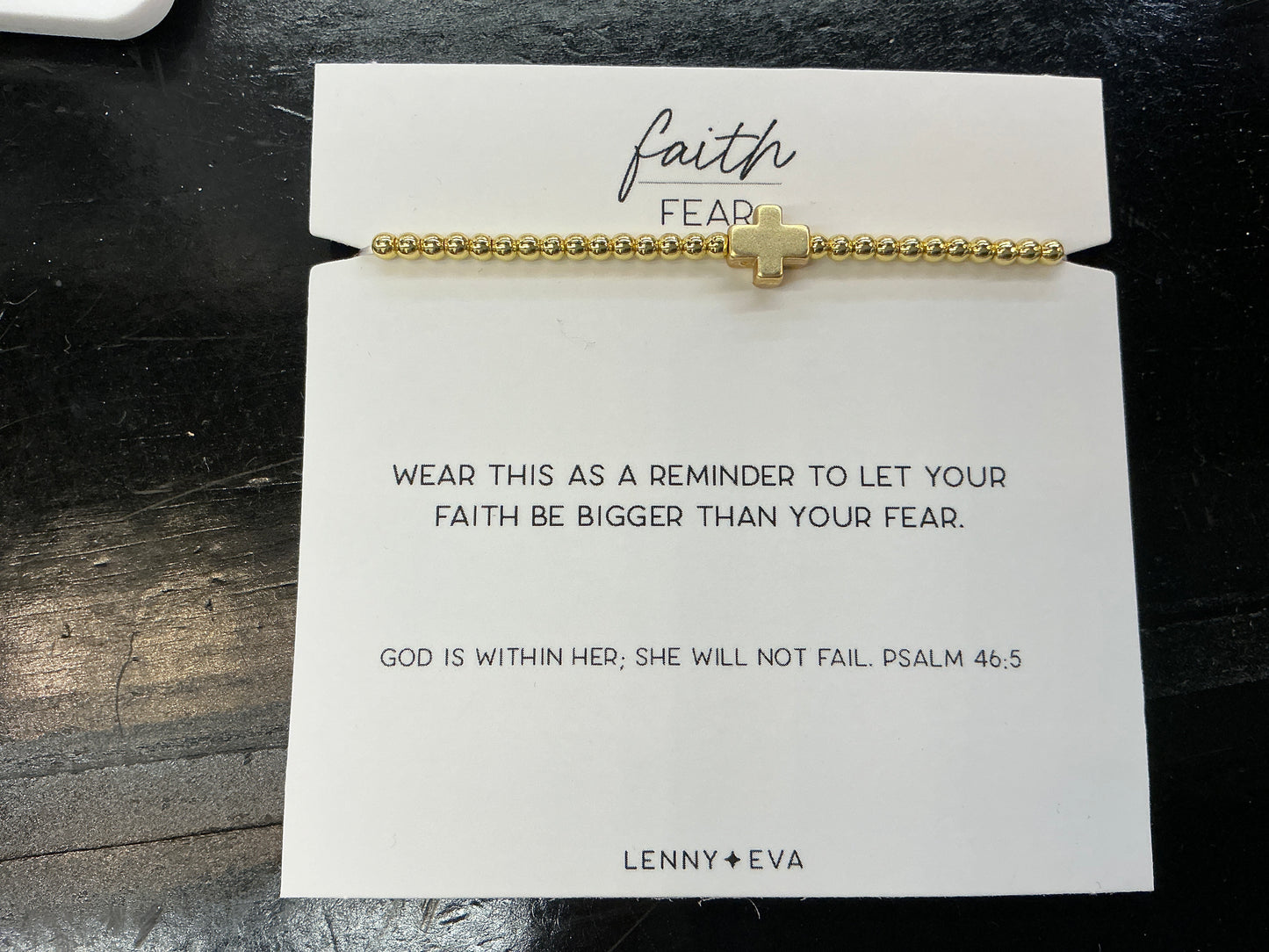 Faith Over Fear Gold Bracelet with Cross