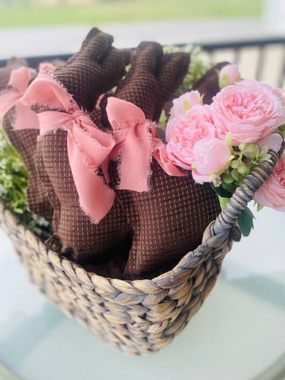 SALE!!!! Handmade Vintage Linen “Chocolate” Bunnies🐰 – Easter Rabbit