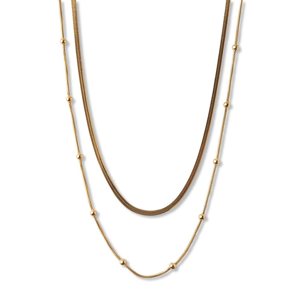 Tarnish Resistant Gold Plated Layered Satellite Necklace