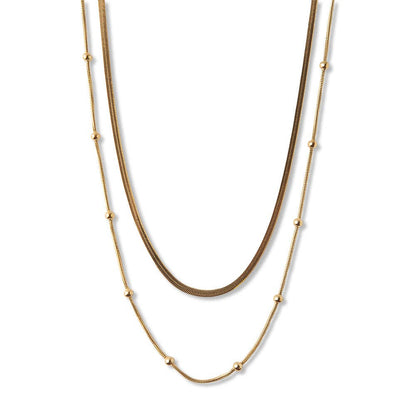 Tarnish Resistant Gold Plated Layered Satellite Necklace