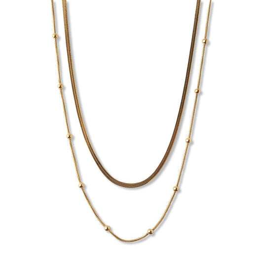 Tarnish Resistant Gold Plated Layered Satellite Necklace