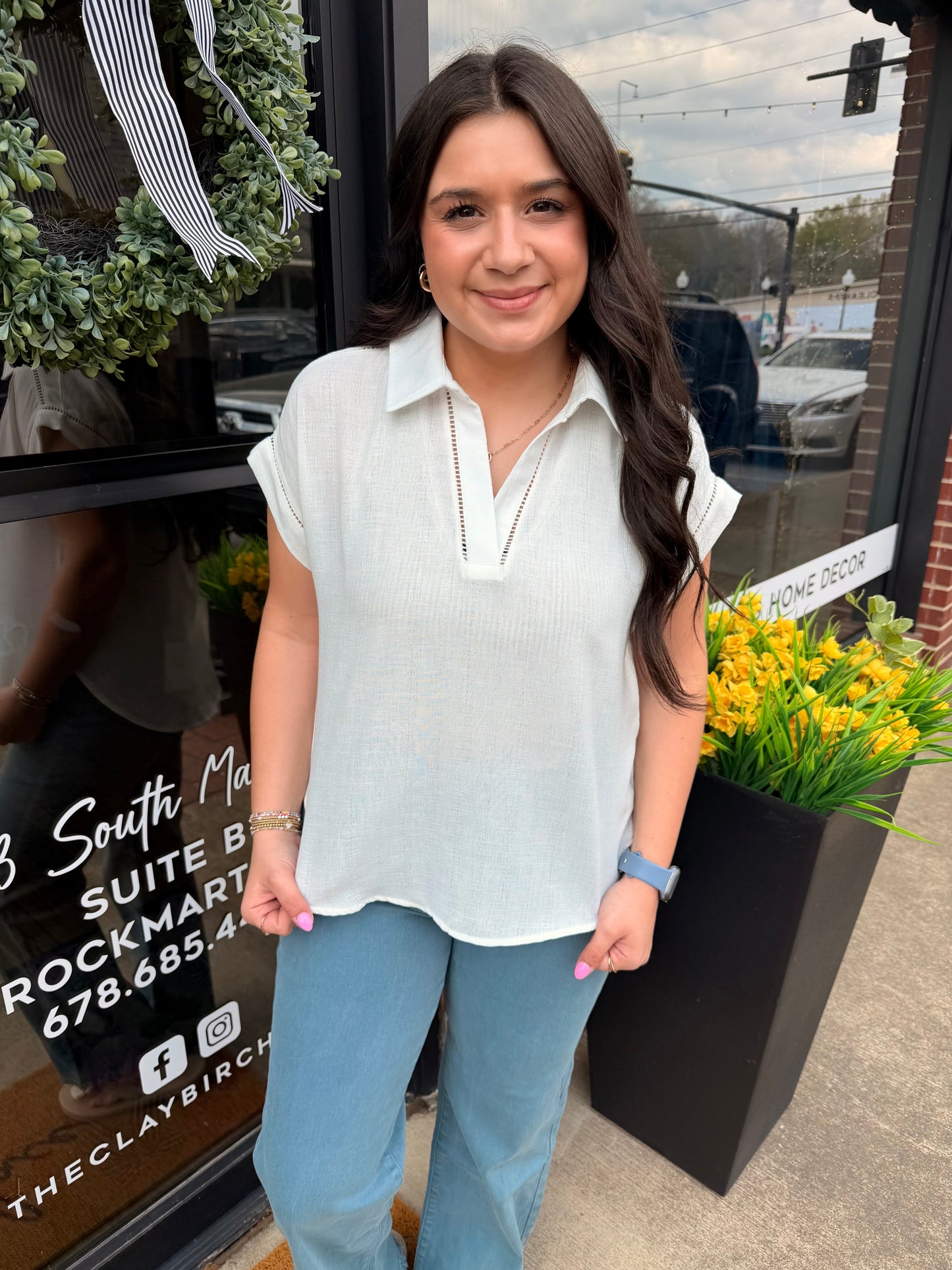 The Leslie Collared V-neck Summer Top (S-L)