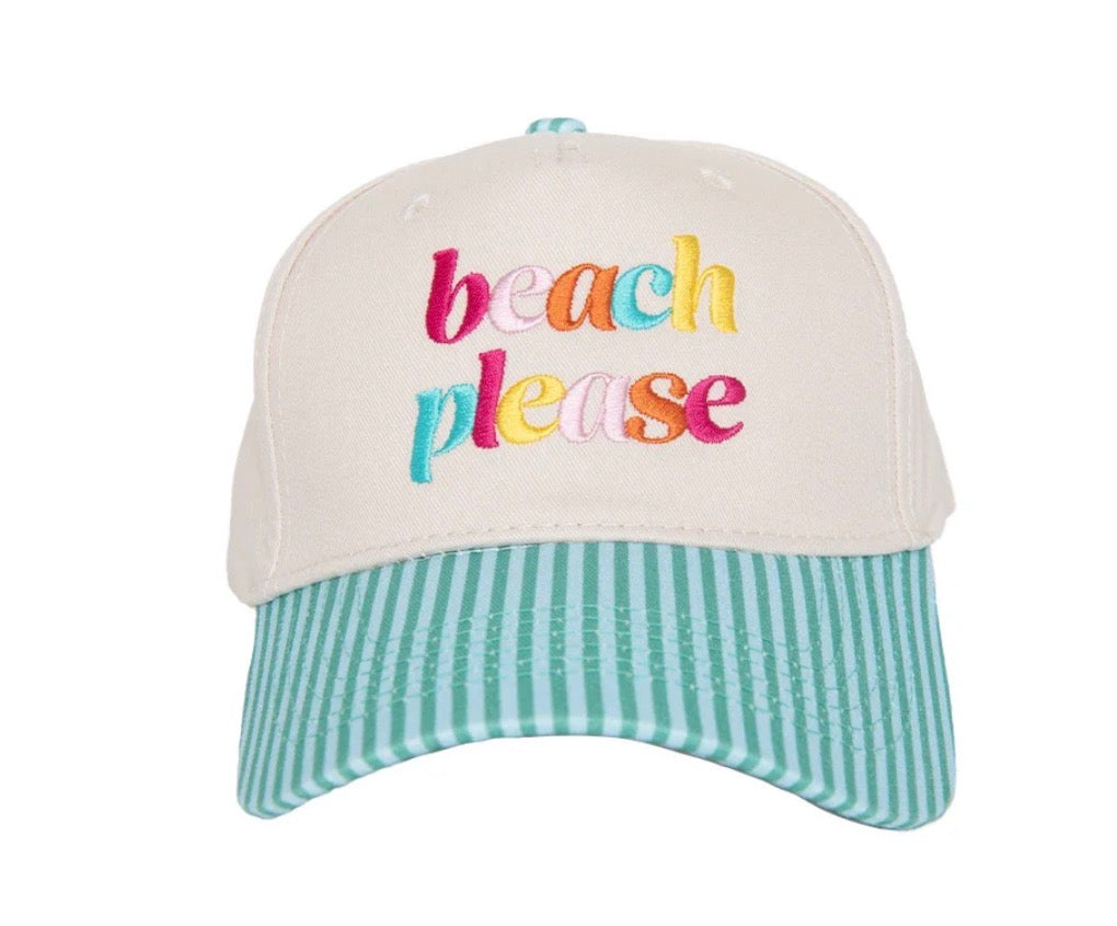 Beach Please Striped Hat