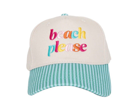 Beach Please Striped Hat