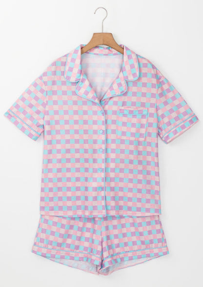 Purple Checkered Pajama Set