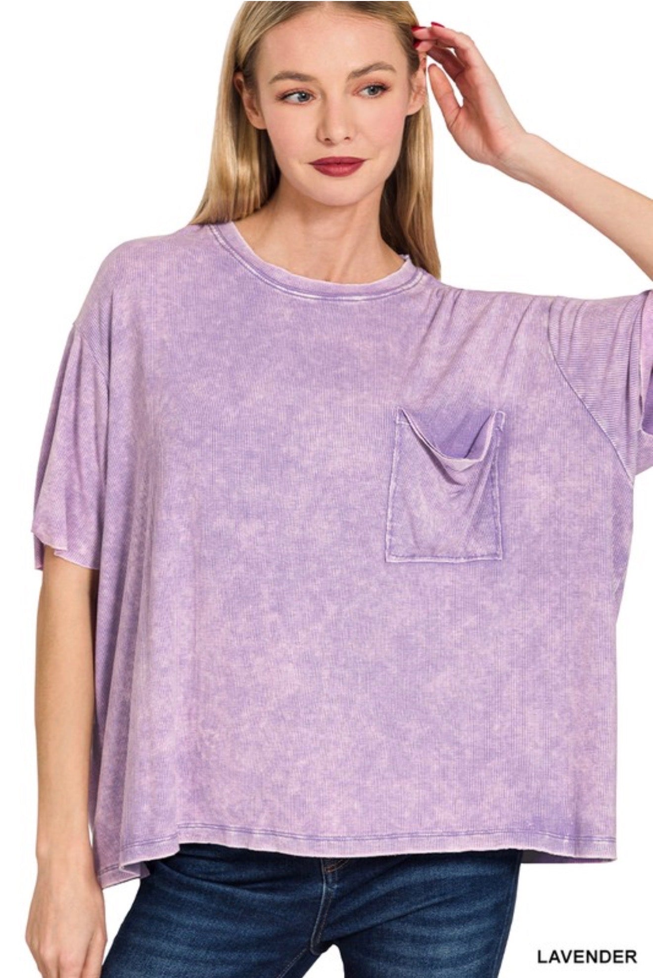Washed Ribbed Zenana Short Sleeve Top