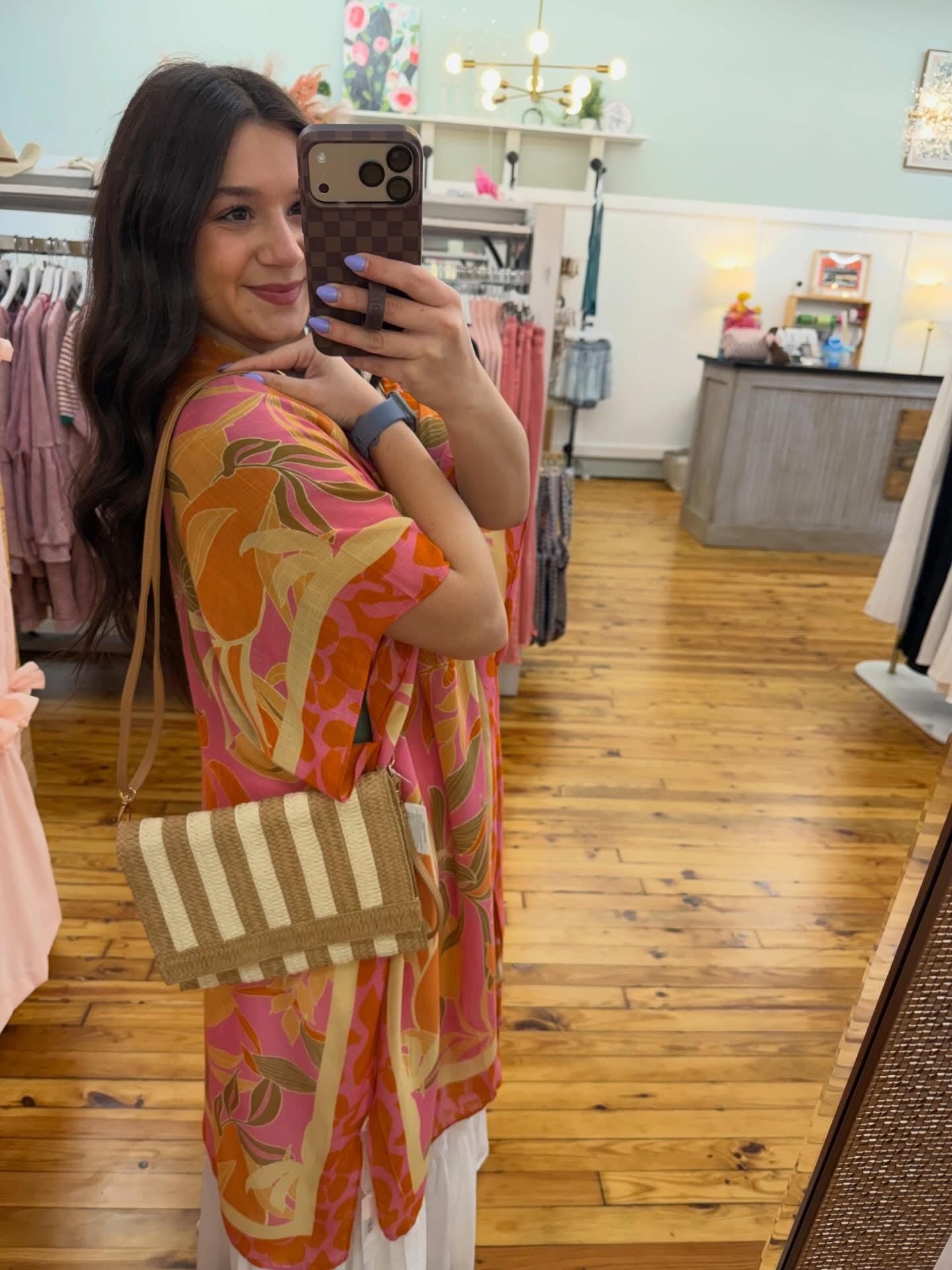 Coral Petals Viscose Kimono (OSFA)(Runs Roomy)