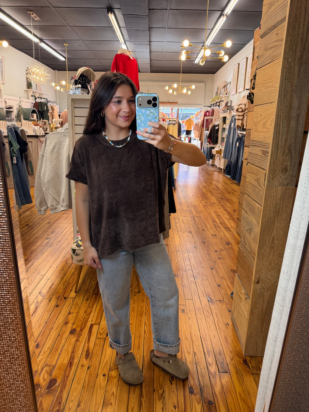 Chenille Waffle Cap Sleeve Sweater