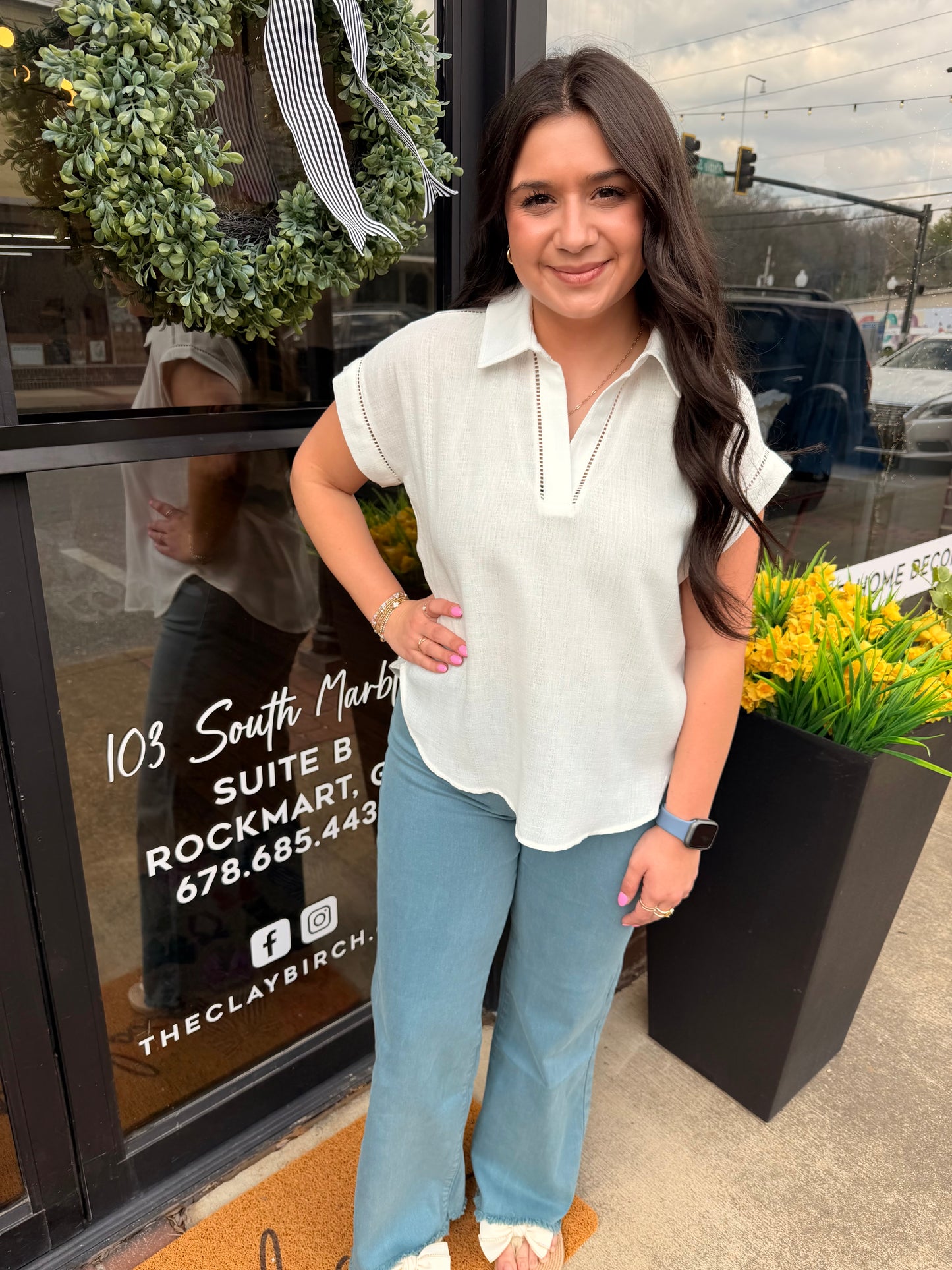 The Leslie Collared V-neck Summer Top (S-L)