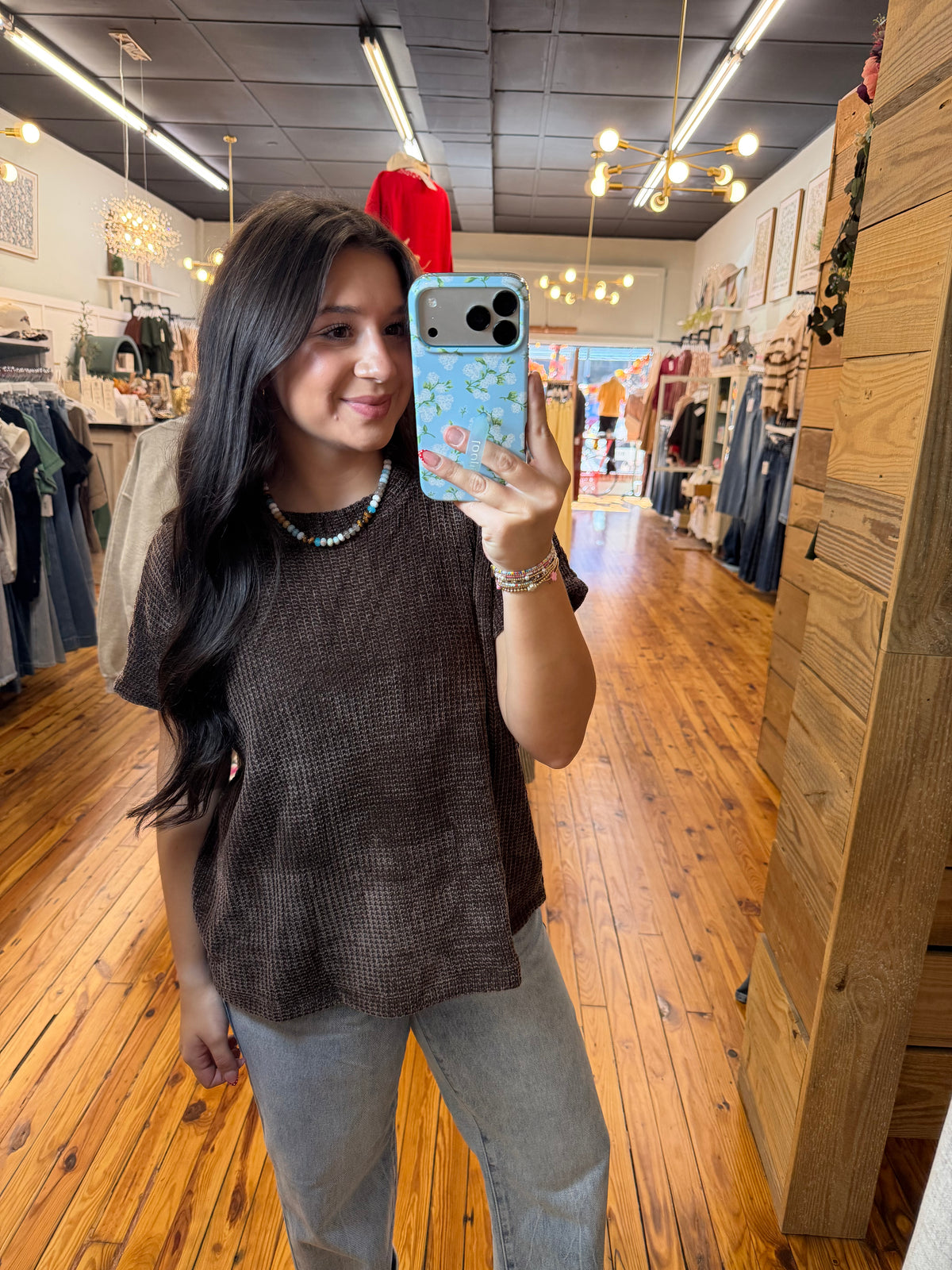 Chenille Waffle Cap Sleeve Sweater