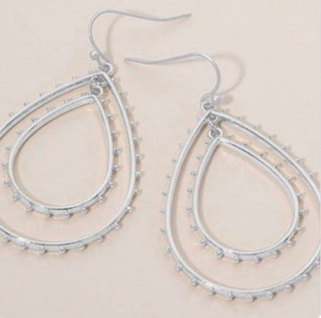 Teardrop Double Layered Dangle Earrings