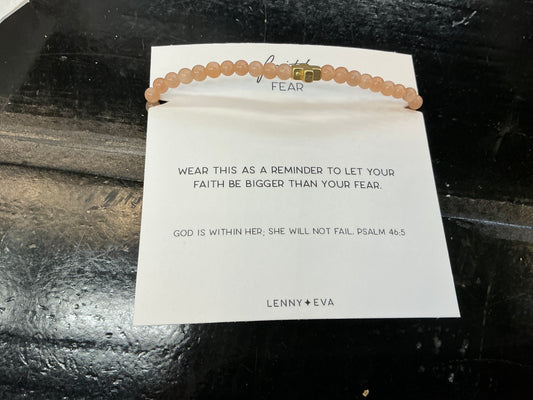 Faith Over Fear Sunstone Stretch Bracelet with Cross