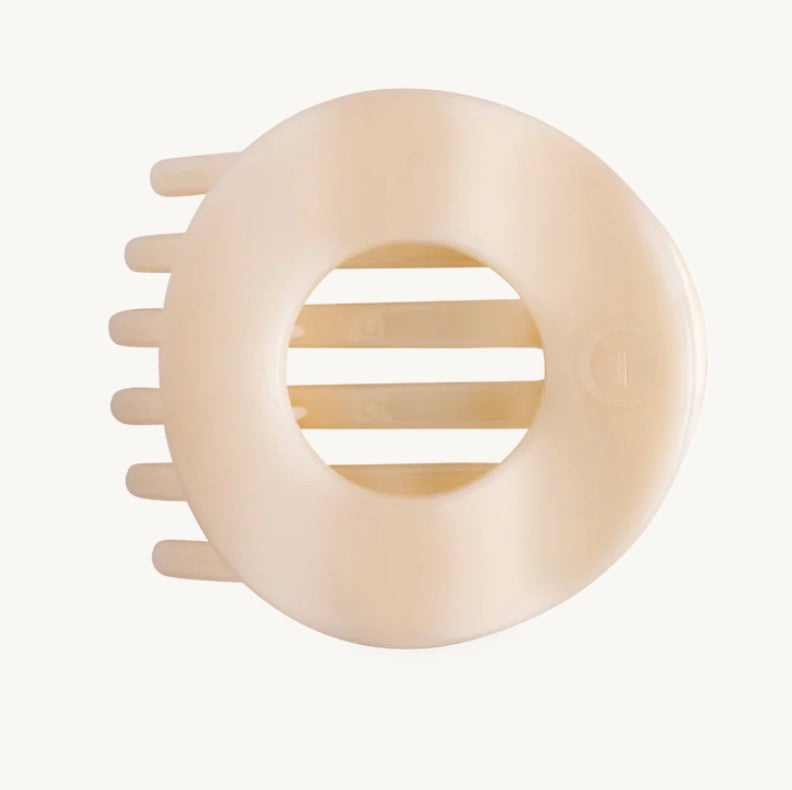 Almond Beige Flat Circle Clip- Medium