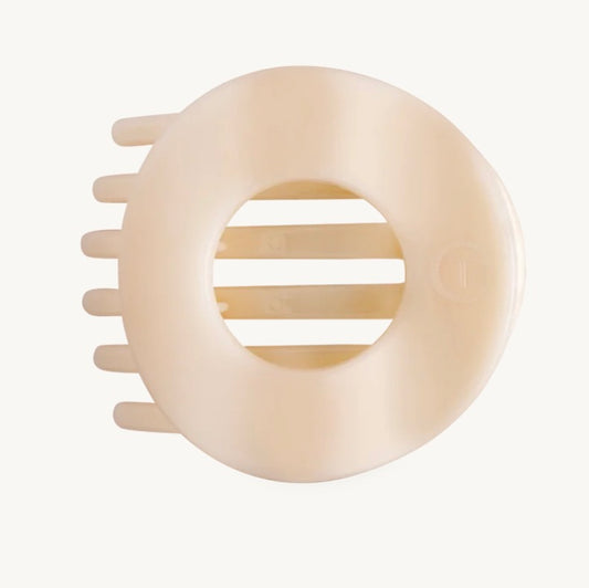 Almond Beige Flat Circle Clip- Medium