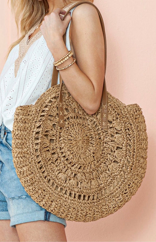 Bohemian Straw Round Purse