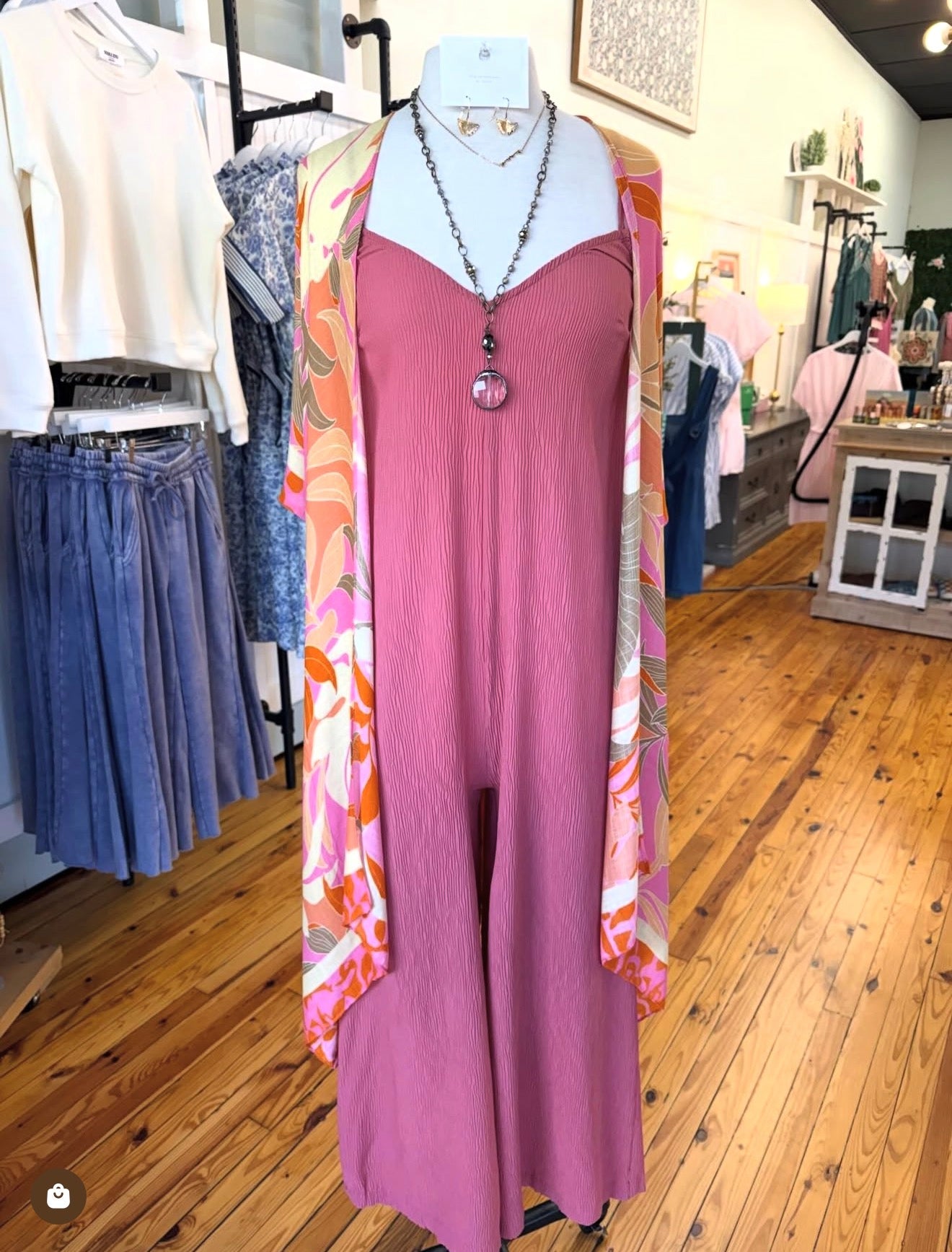 Coral Petals Viscose Kimono (OSFA)(Runs Roomy)