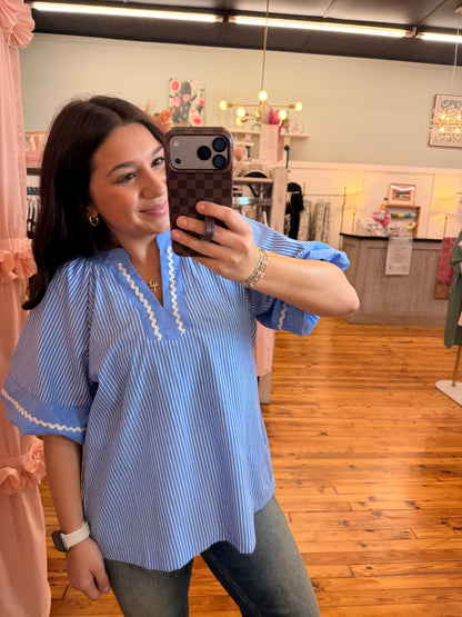 The LeAnna Striped Woven Blouse (S-L)