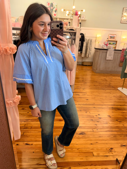 The LeAnna Striped Woven Blouse (S-L)