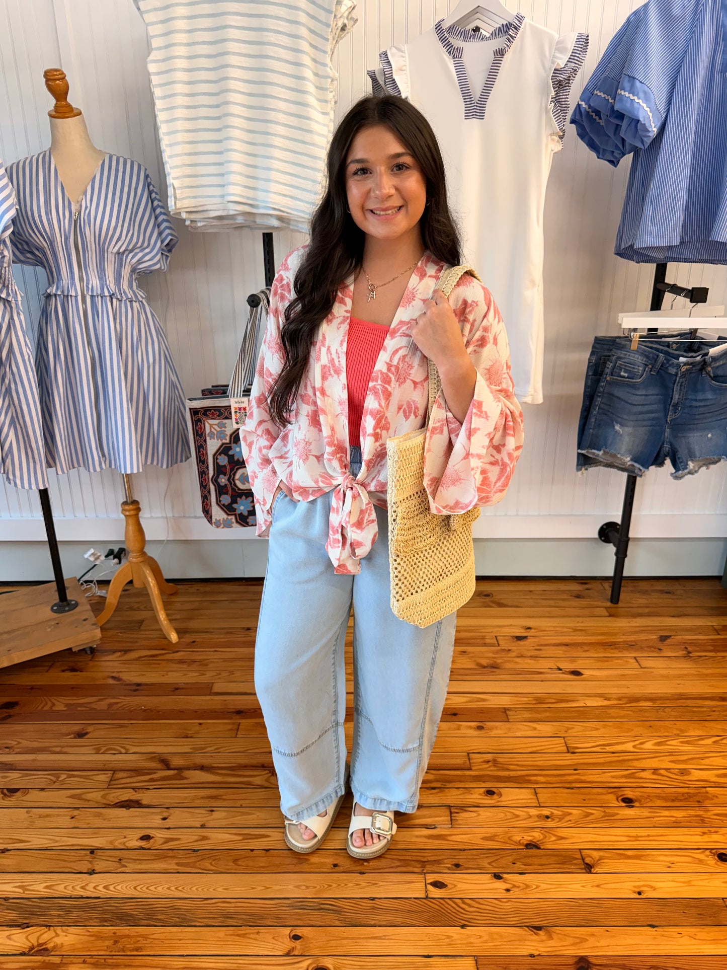 Floral Tie-Front Kimono (S-L)