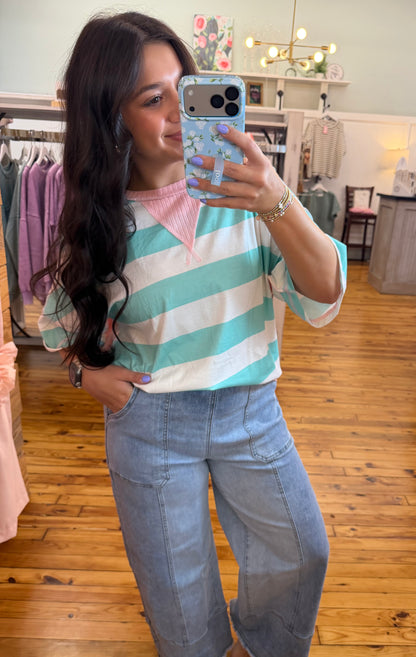 Stripped Ribbed Oversized Tee