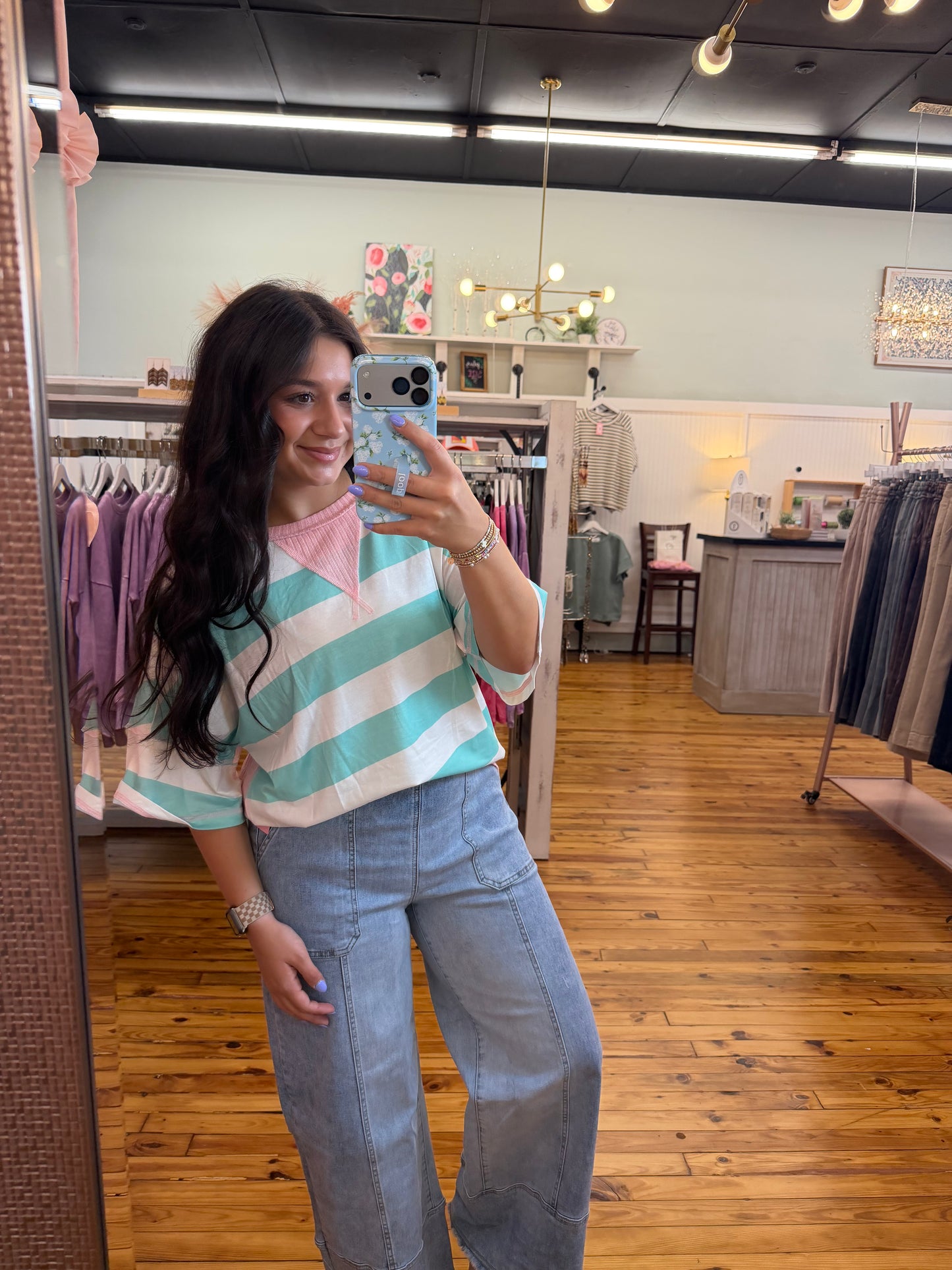 Stripped Ribbed Oversized Tee