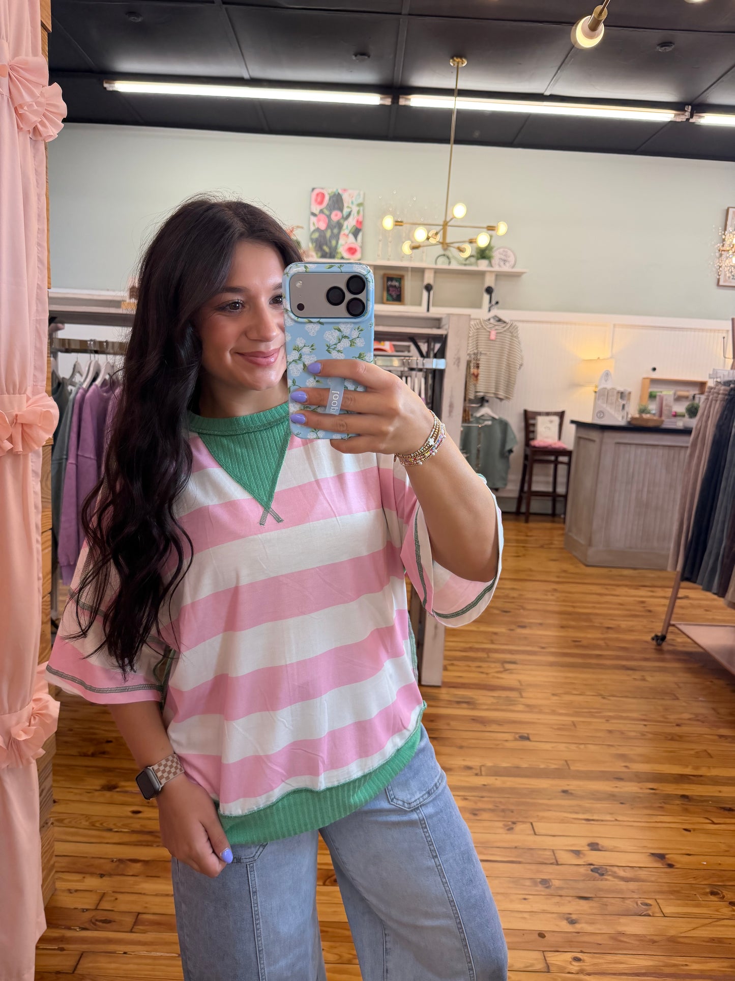 Stripped Ribbed Oversized Tee