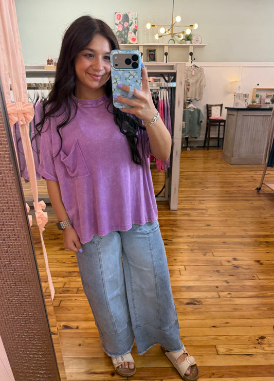 Washed Ribbed Zenana Short Sleeve Top
