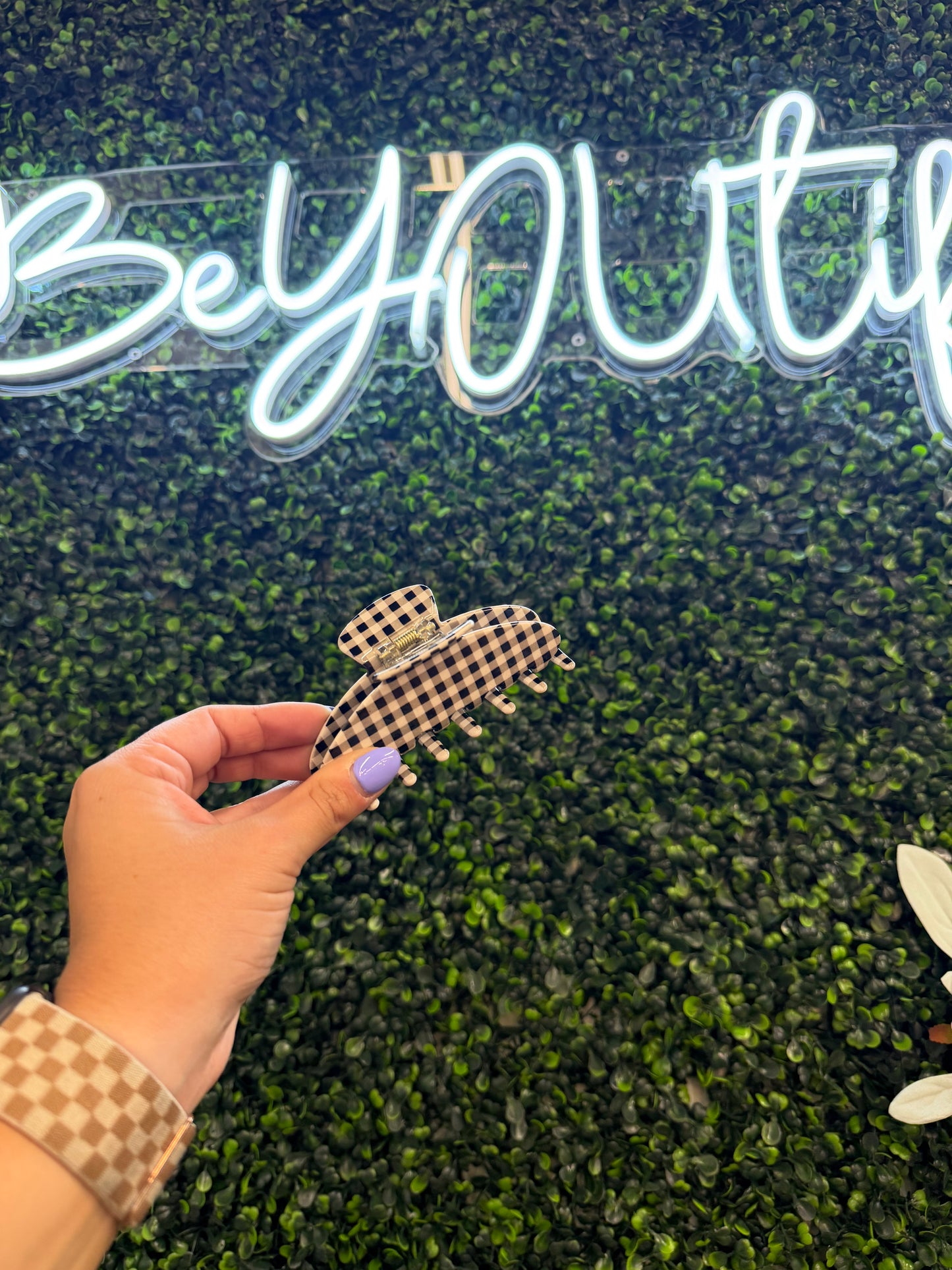 Gingham Check Hair Claw Clips