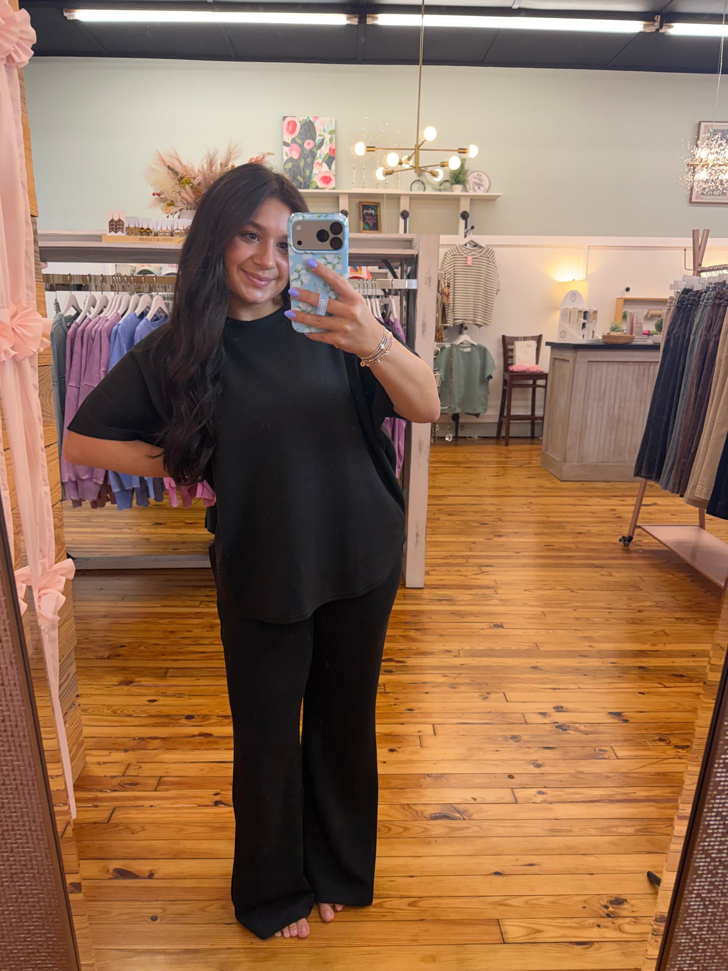 Scuba Curved Hem Top & Pants Set