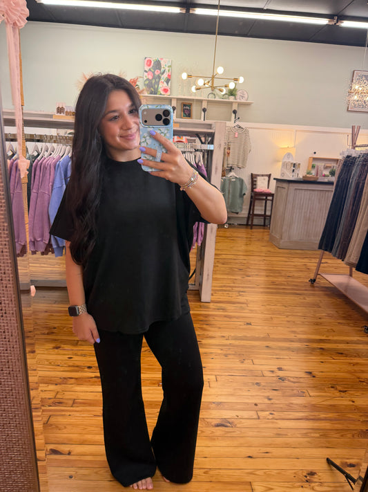 Scuba Curved Hem Top & Pants Set