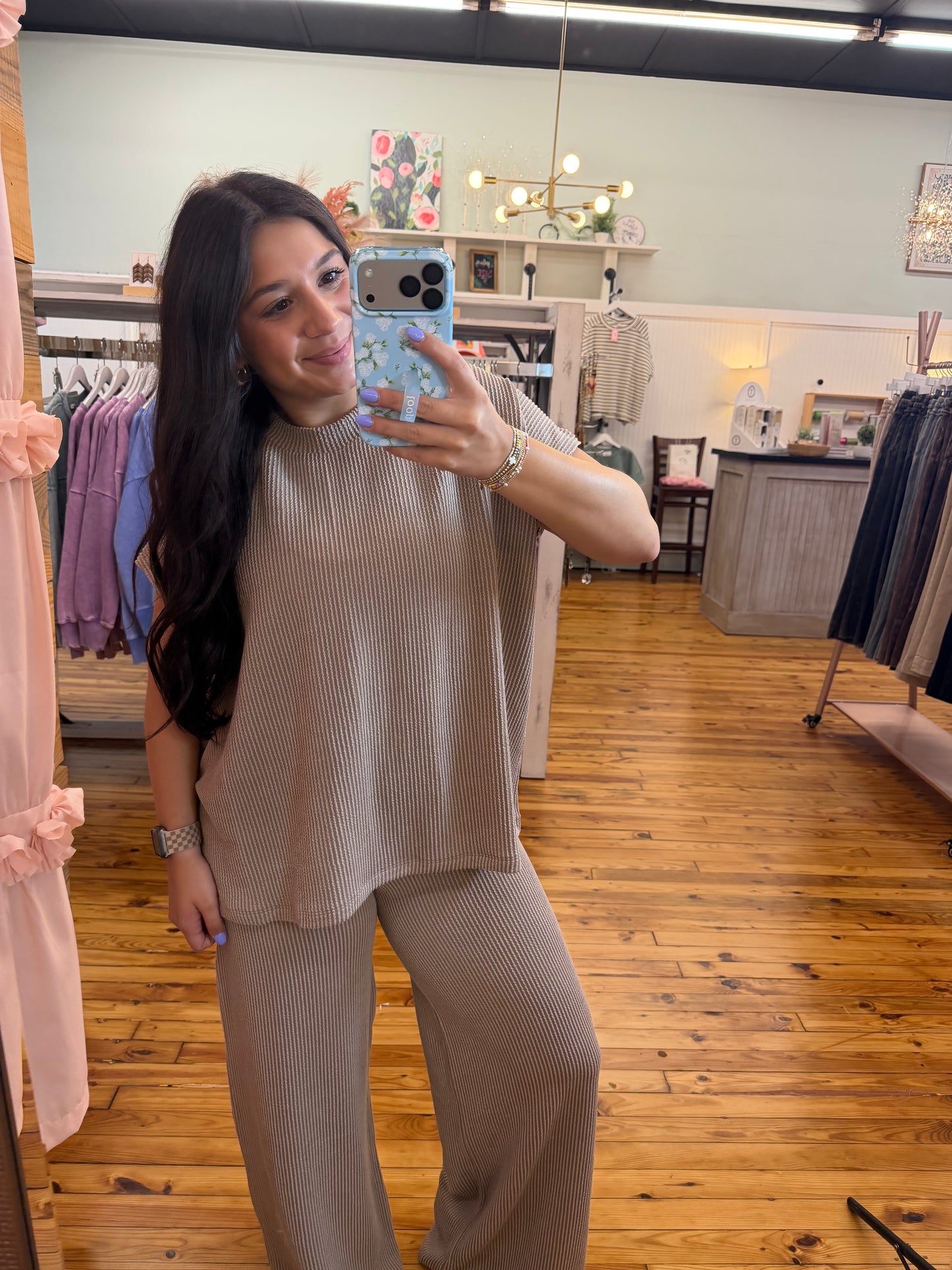 Raised Rib Relaxed Top & Pants Set