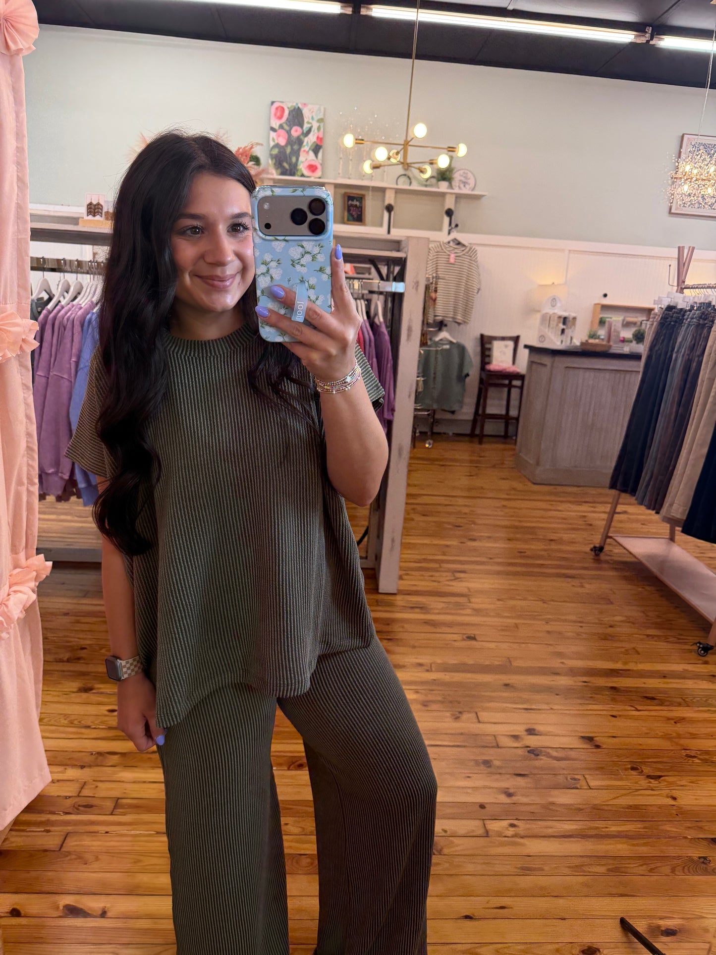 Raised Rib Relaxed Top & Pants Set