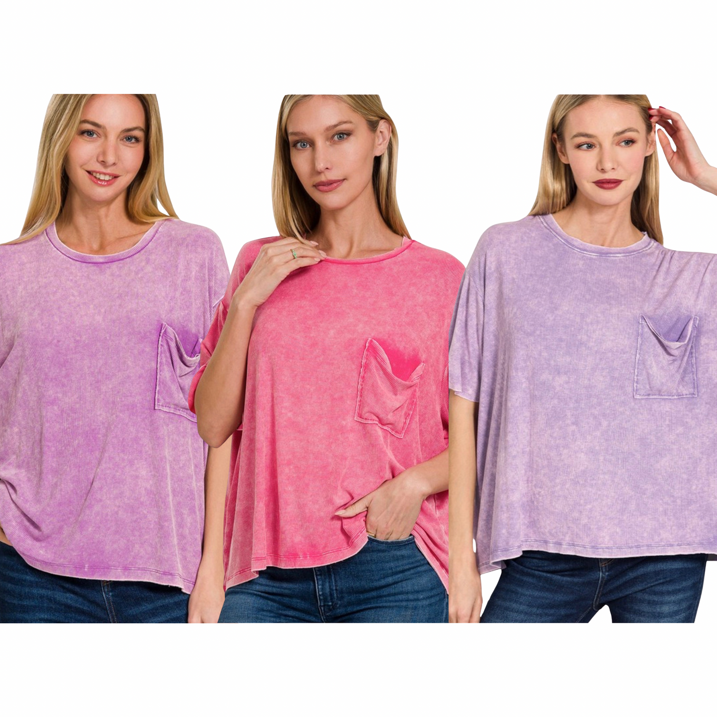 Washed Ribbed Zenana Short Sleeve Top