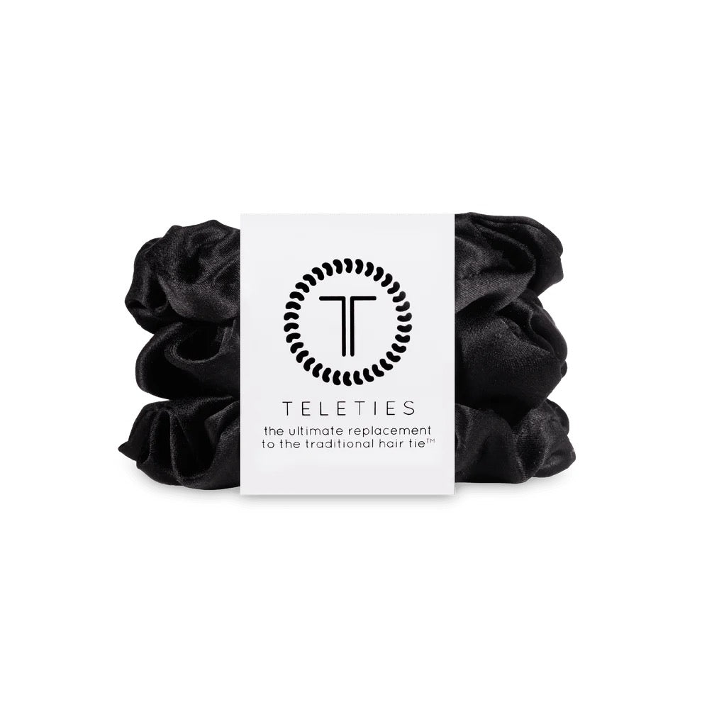 Jet Black Large Silk Scrunchies