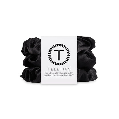 Jet Black Large Silk Scrunchies