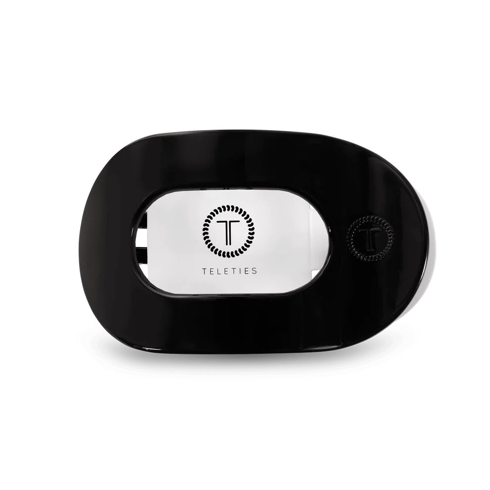 Jet Black Medium Flat Round Hair Clip