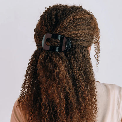 Jet Black Medium Flat Round Hair Clip