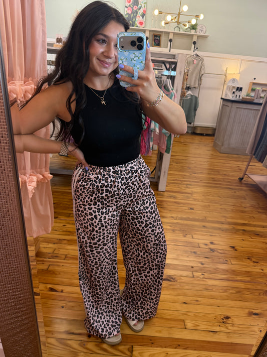 Leopard Print Side Striped Pants