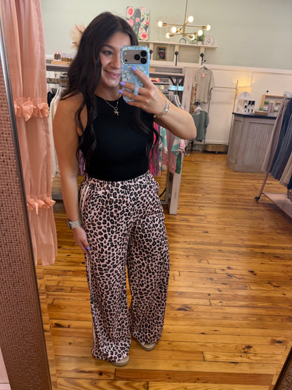Leopard Print Side Striped Pants