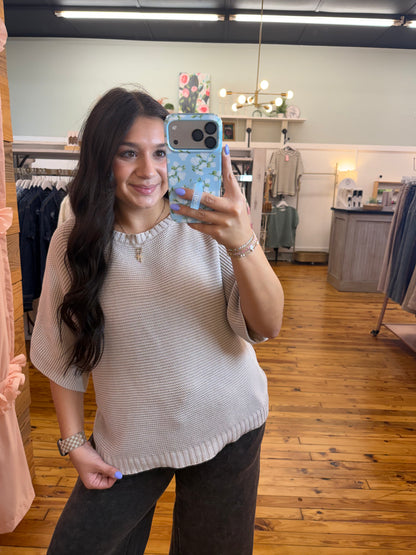 Short Sleeves Washed Knit Top
