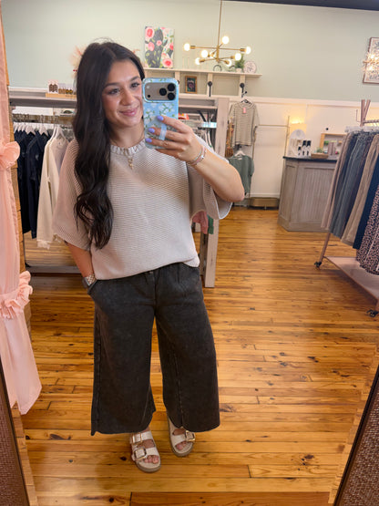 Short Sleeves Washed Knit Top