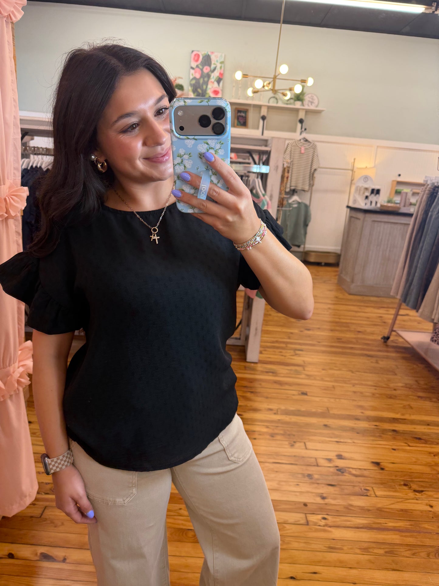 Airflow Jacquard Drop Shoulder Top