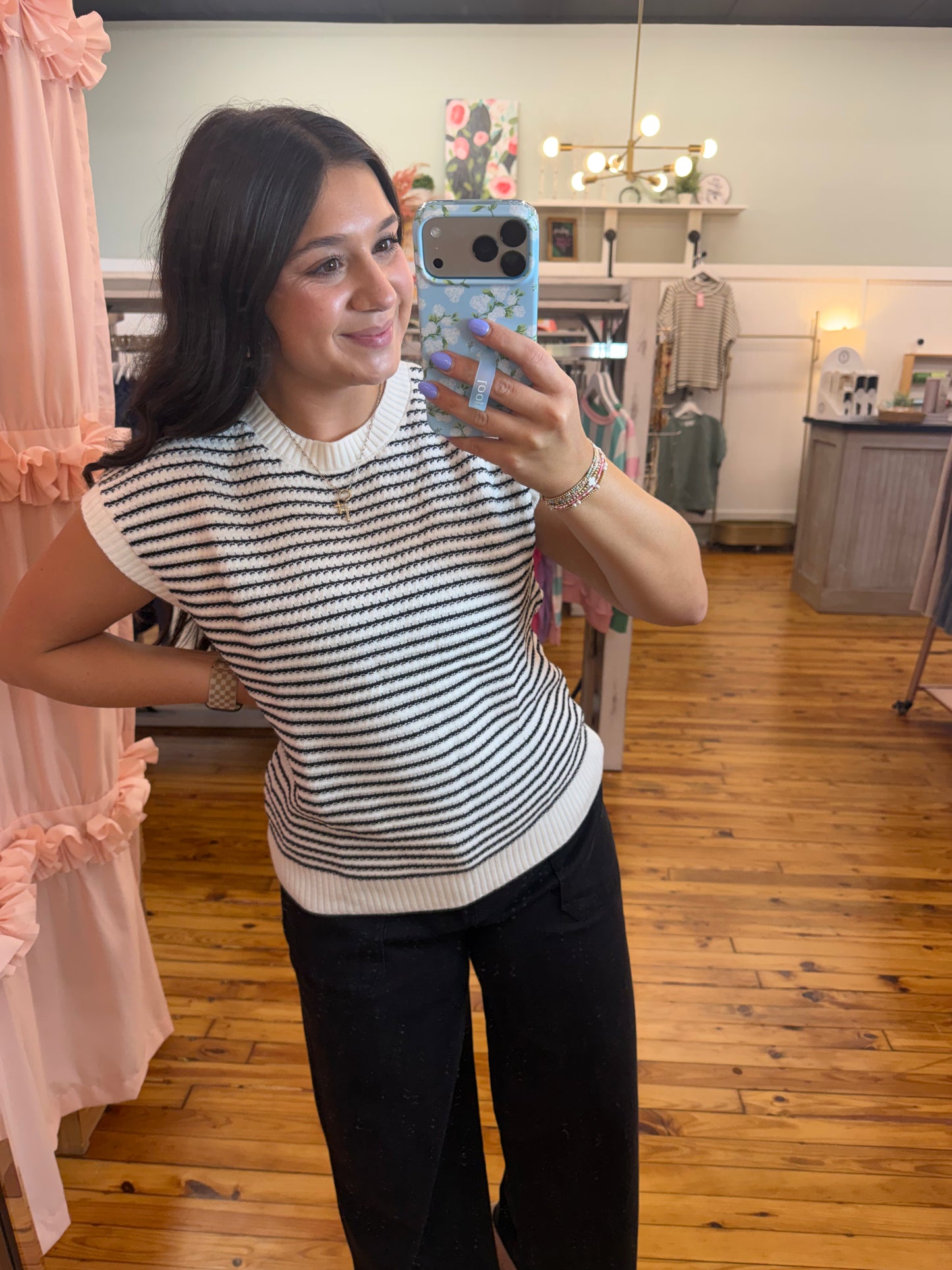 Round-neck Knitted Short Sleeves Top