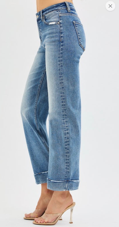 Mid Rise Crop Straight with Taylor Cuffed Jeans