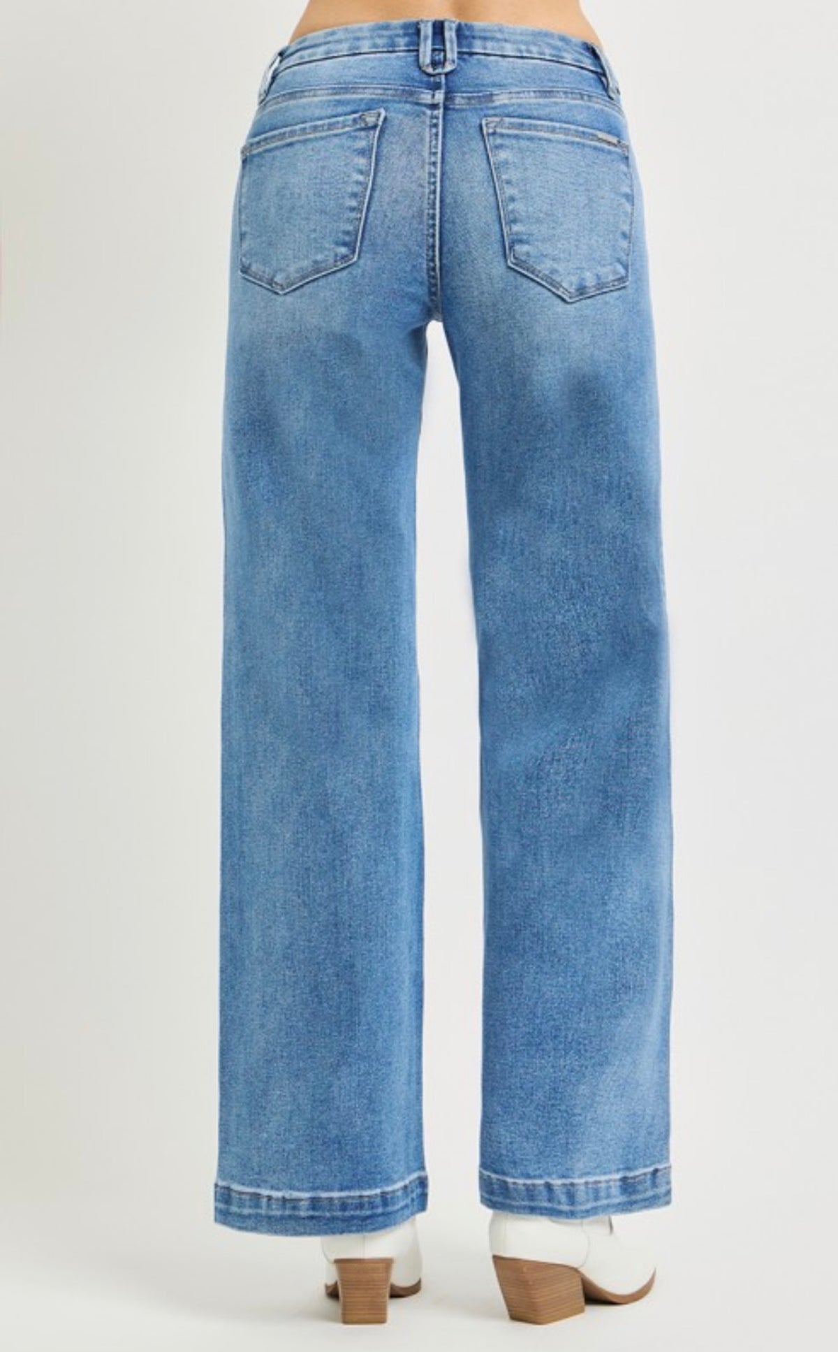 Tummy Control Mid Rise Wide Leg Jeans